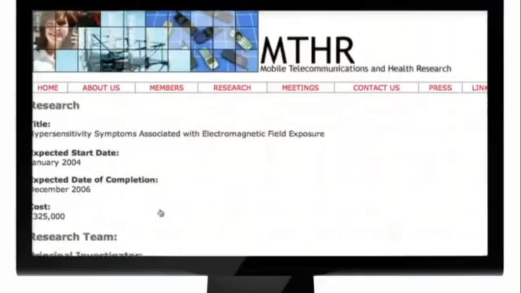 Image of a MTHR document. Mobile Telecommunications and Health Research