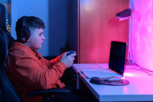 Image of a boy playing on a computer